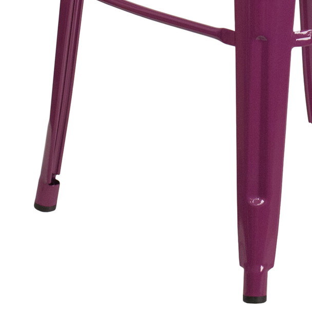 Cindy Commercial Grade 30" High Purple Metal Indoor-Outdoor Barstool with Back