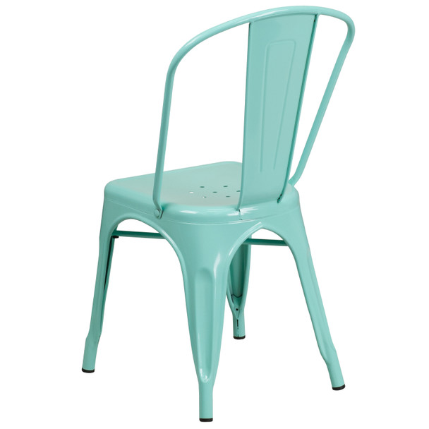 Tenley Commercial Grade Mint Green Metal Indoor-Outdoor Stackable Chair