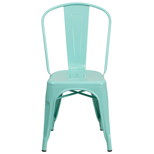 Tenley Commercial Grade Mint Green Metal Indoor-Outdoor Stackable Chair
