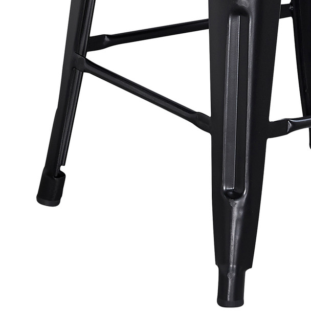 Kai Commercial Grade 24" High Backless Distressed Black Metal Indoor-Outdoor Counter Height Stool