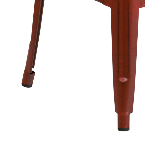 Kai Commercial Grade 30" High Backless Distressed Kelly Red Metal Indoor-Outdoor Barstool