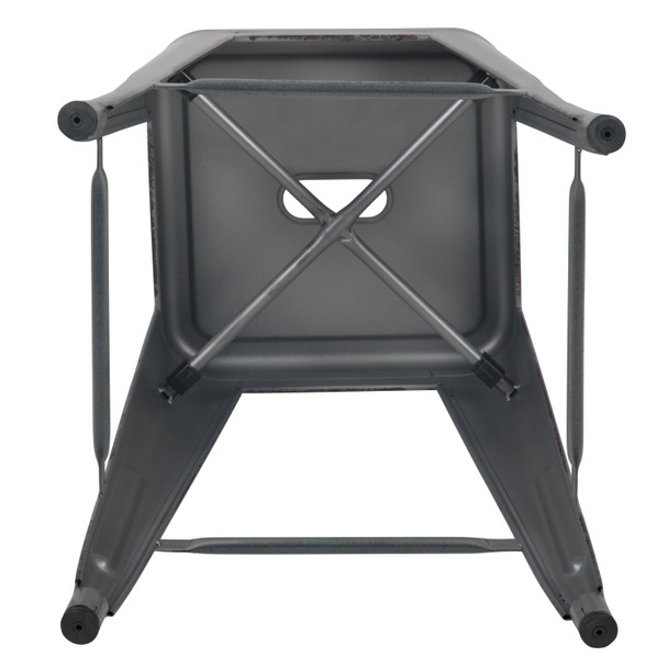 Kai Commercial Grade 30" High Backless Distressed Silver Gray Metal Indoor-Outdoor Barstool