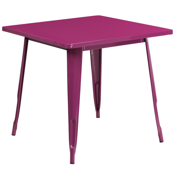 Felix Commercial Grade 31.5" Square Purple Metal Indoor-Outdoor Table