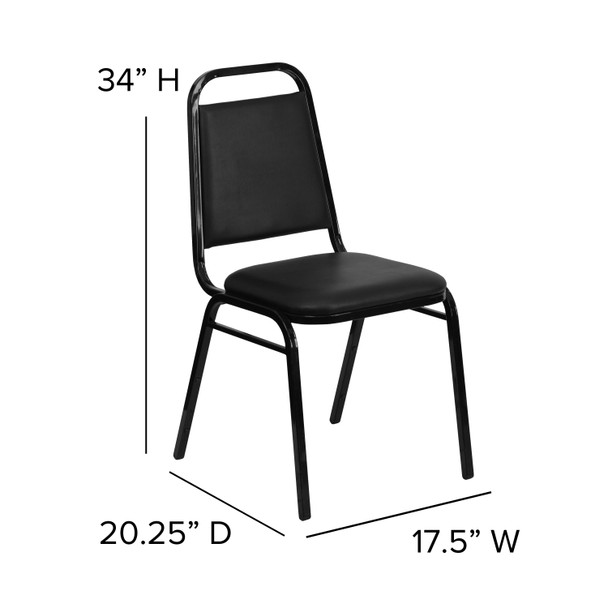 HERCULES Series Trapezoidal Back Stacking Banquet Chair in Black Vinyl - Black Frame