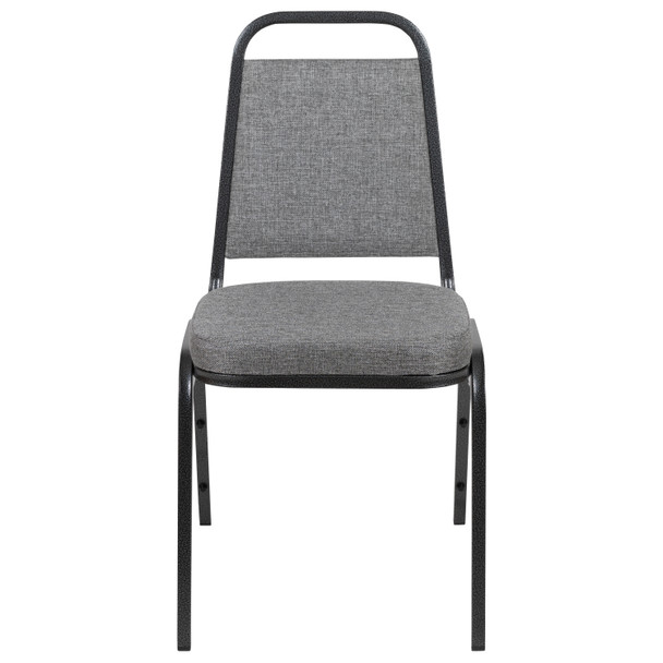 HERCULES Series Trapezoidal Back Stacking Banquet Chair with 2.5" Thick Seat in Gray Fabric - Silver Vein Frame