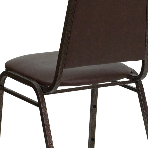 HERCULES Series Trapezoidal Back Stacking Banquet Chair in Brown Vinyl - Copper Vein Frame