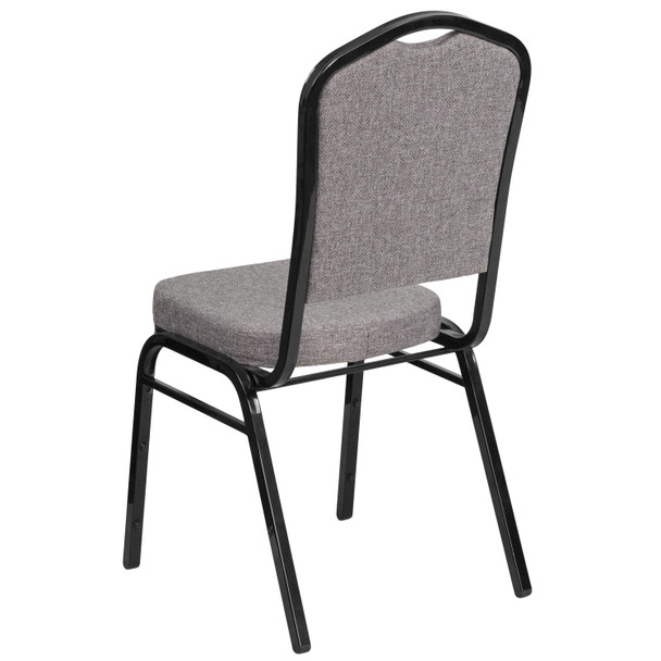 HERCULES Series Crown Back Stacking Banquet Chair in Gray Fabric - Black Frame