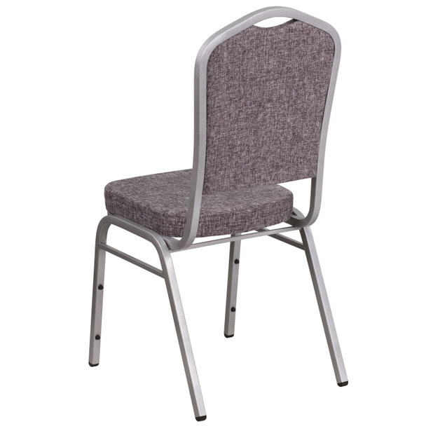 HERCULES Series Crown Back Stacking Banquet Chair in Herringbone Fabric - Silver Frame