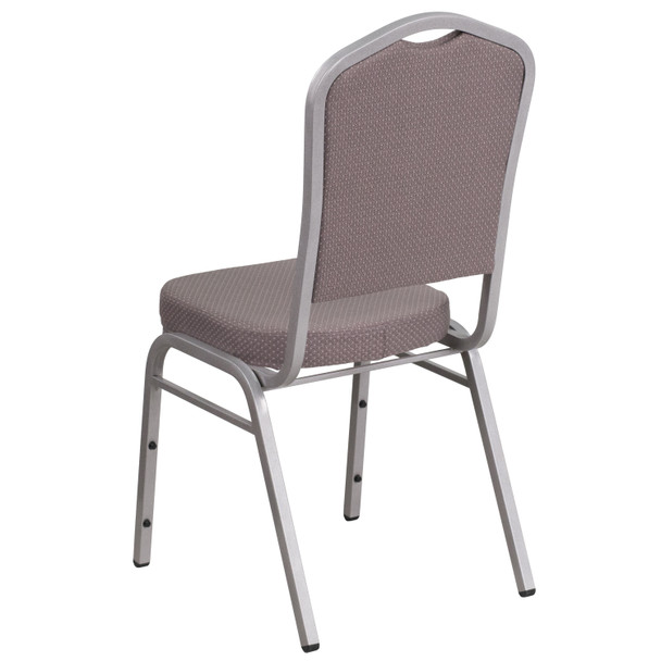 HERCULES Series Crown Back Stacking Banquet Chair in Gray Dot Fabric - Silver Frame