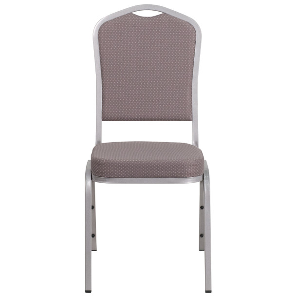 HERCULES Series Crown Back Stacking Banquet Chair in Gray Dot Fabric - Silver Frame