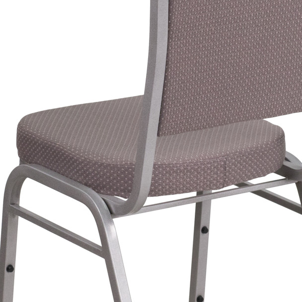 HERCULES Series Crown Back Stacking Banquet Chair in Gray Dot Fabric - Silver Frame