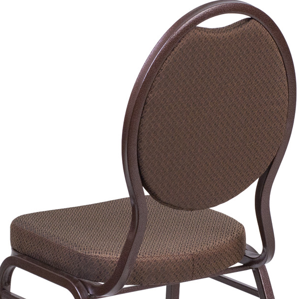 HERCULES Series Teardrop Back Stacking Banquet Chair in Brown Patterned Fabric - Copper Vein Frame