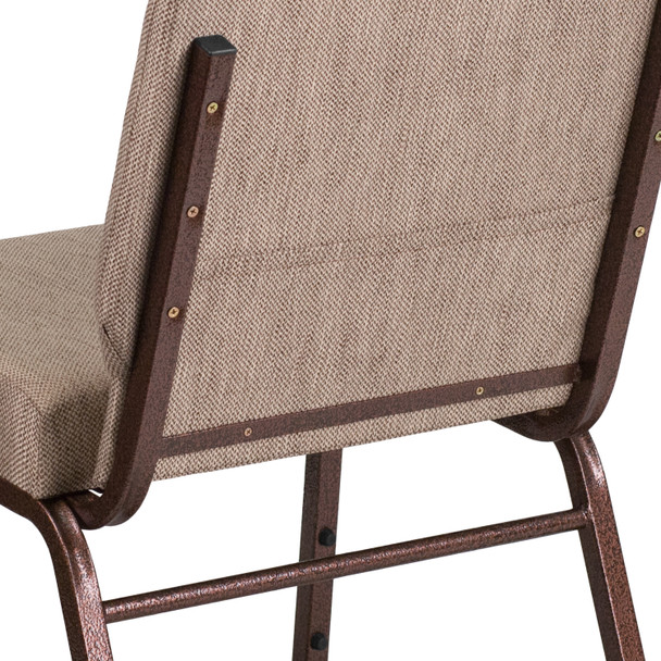 HERCULES Series 21''W Stacking Church Chair in Beige Fabric - Copper Vein Frame