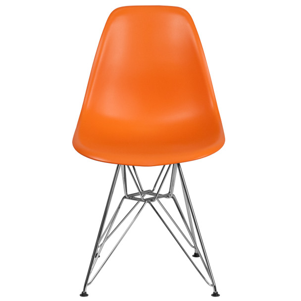 Elon Series Orange Plastic Chair with Chrome Base