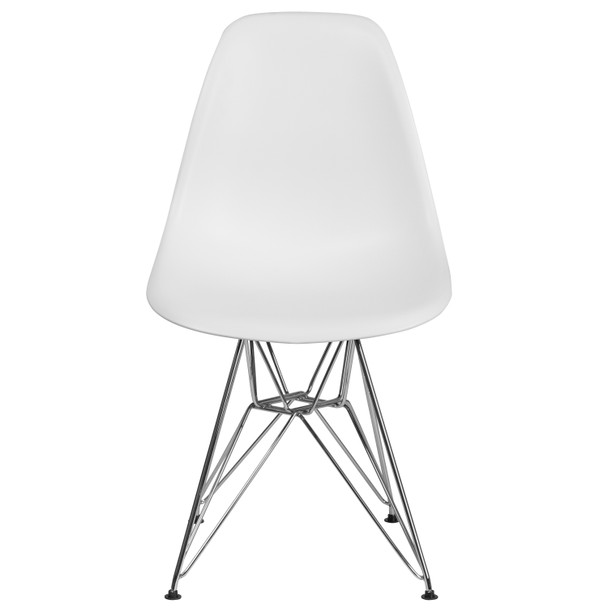 Elon Series White Plastic Chair with Chrome Base