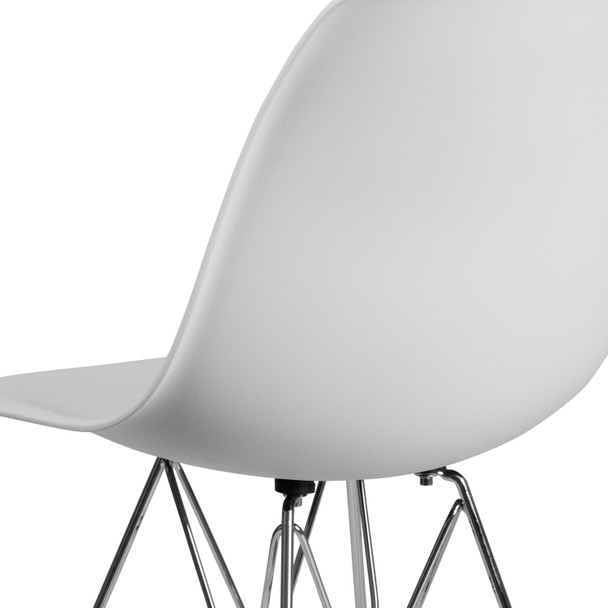 Elon Series White Plastic Chair with Chrome Base