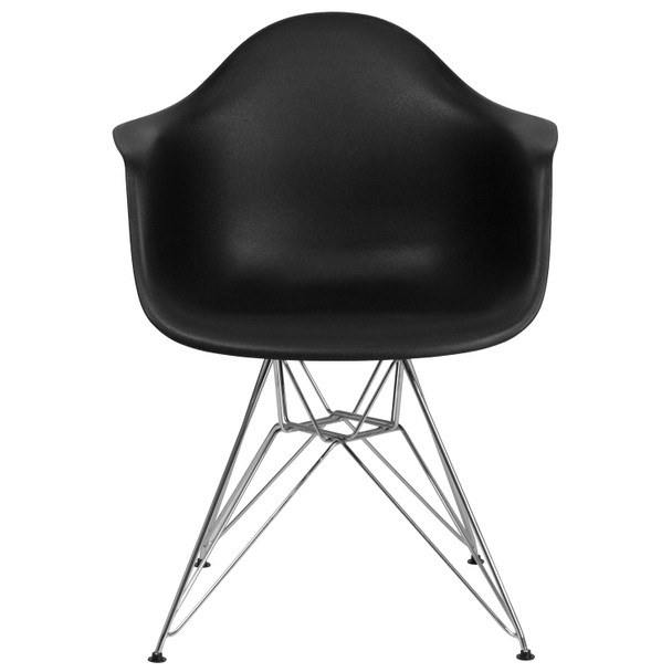 Alonza Series Black Plastic Chair with Chrome Base