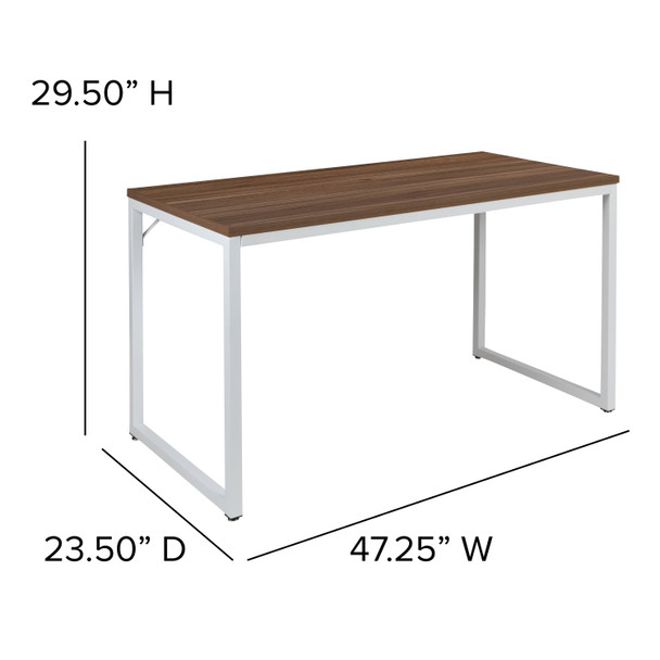 Tiverton Industrial Modern Desk - Commercial Grade Office Computer Desk and Home Office Desk - 47" Long (Walnut/White)