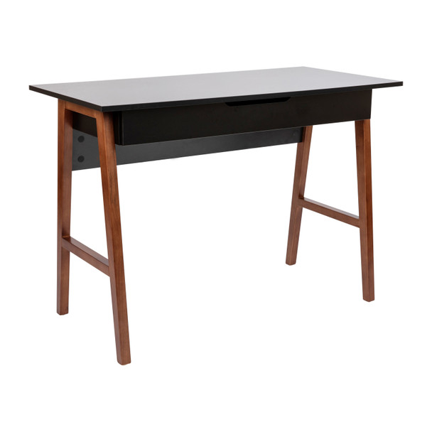 Darla Home Office Writing Computer Desk with Drawer - Table Desk for Writing and Work, Black/Walnut