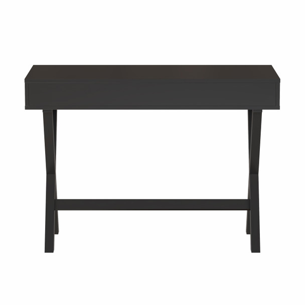 Dolly Home Office Writing Computer Desk with Open Storage Compartments - Bedroom Desk for Writing and Work, Black