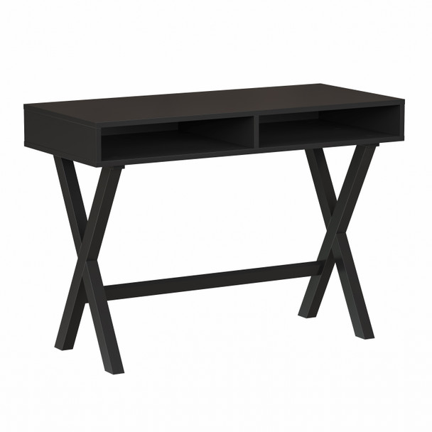Dolly Home Office Writing Computer Desk with Open Storage Compartments - Bedroom Desk for Writing and Work, Black