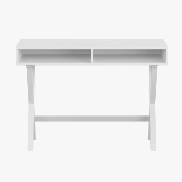 Dolly Home Office Writing Computer Desk with Open Storage Compartments - Bedroom Desk for Writing and Work, White