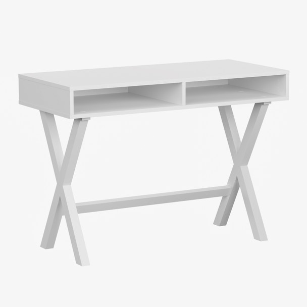 Dolly Home Office Writing Computer Desk with Open Storage Compartments - Bedroom Desk for Writing and Work, White