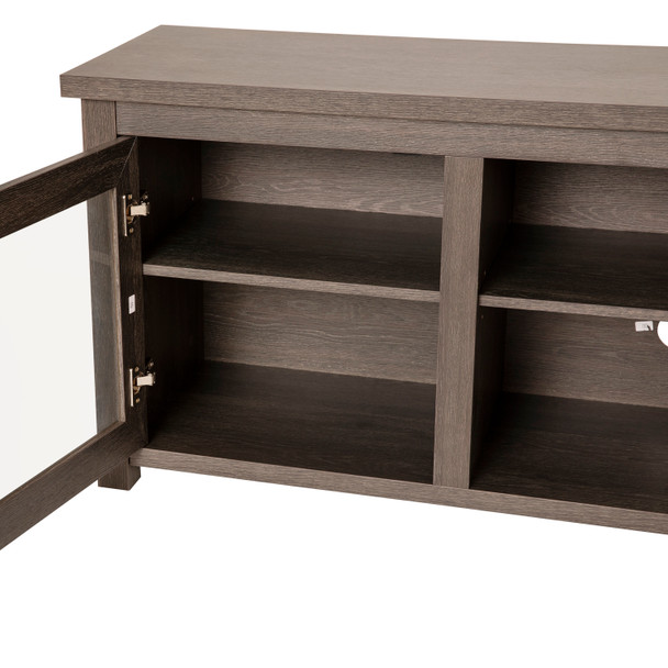 Sheffield Classic TV Stand up to 80" TVs - Modern Black Wash Finish with Full Glass Doors  - 65" Engineered Wood Frame - 3 Shelves