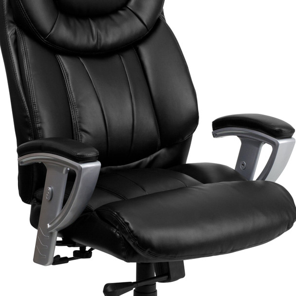 HERCULES Series Big & Tall 400 lb. Rated Black LeatherSoft Executive Ergonomic Office Chair with Silver Adjustable Arms