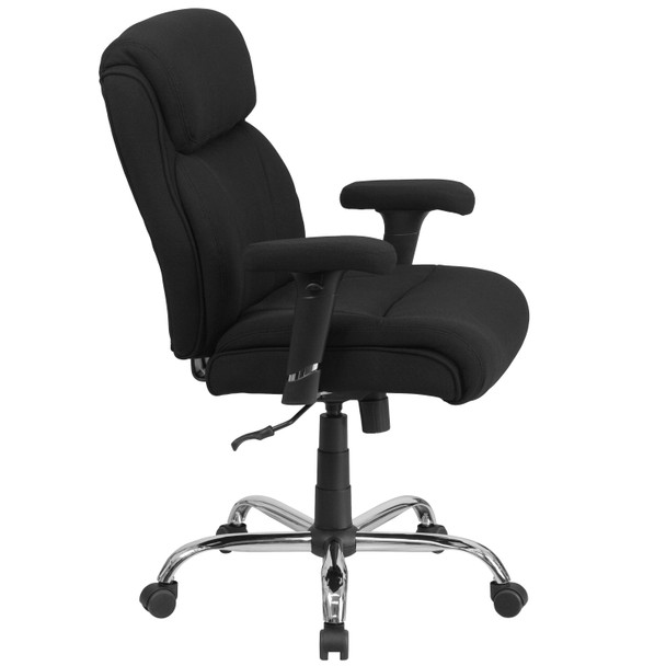 HERCULES Series Big & Tall 400 lb. Rated Black Fabric Ergonomic Task Office Chair with Line Stitching and Adjustable Arms
