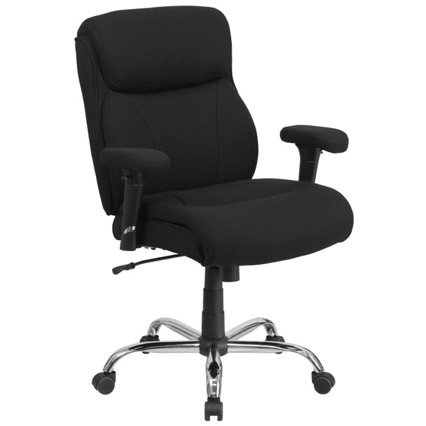 HERCULES Series Big & Tall 400 lb. Rated Black Fabric Ergonomic Task Office Chair with Line Stitching and Adjustable Arms