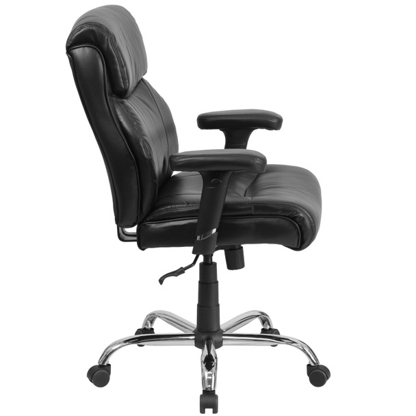 HERCULES Series Big & Tall 400 lb. Rated Black LeatherSoft Ergonomic Task Office Chair with Clean Line Stitching and Arms