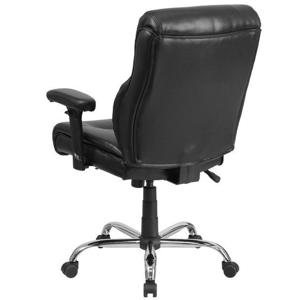 HERCULES Series Big & Tall 400 lb. Rated Black LeatherSoft Ergonomic Task Office Chair with Clean Line Stitching and Arms