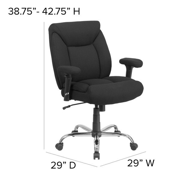 HERCULES Series Big & Tall 400 lb. Rated Black Fabric Deep Tufted Swivel Ergonomic Task Office Chair with Adjustable Arms