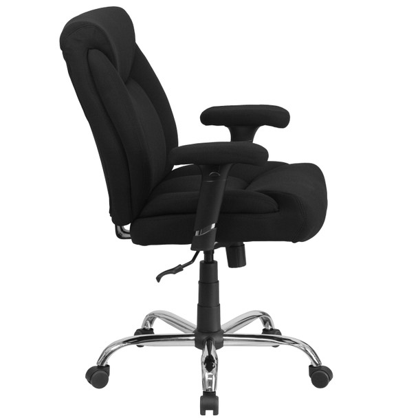 HERCULES Series Big & Tall 400 lb. Rated Black Fabric Deep Tufted Swivel Ergonomic Task Office Chair with Adjustable Arms