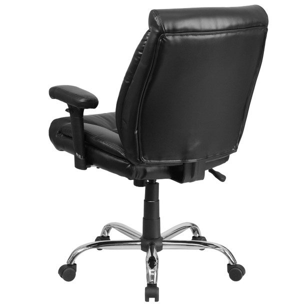 HERCULES Series Big & Tall 400 lb. Rated Black LeatherSoft Deep Tufted Ergonomic Task Office Chair with Adjustable Arms