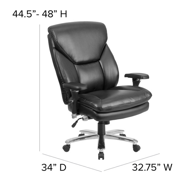 HERCULES Series 24/7 Intensive Use Big & Tall 400 lb. Rated Black LeatherSoft Ergonomic Office Chair with Lumbar Knob