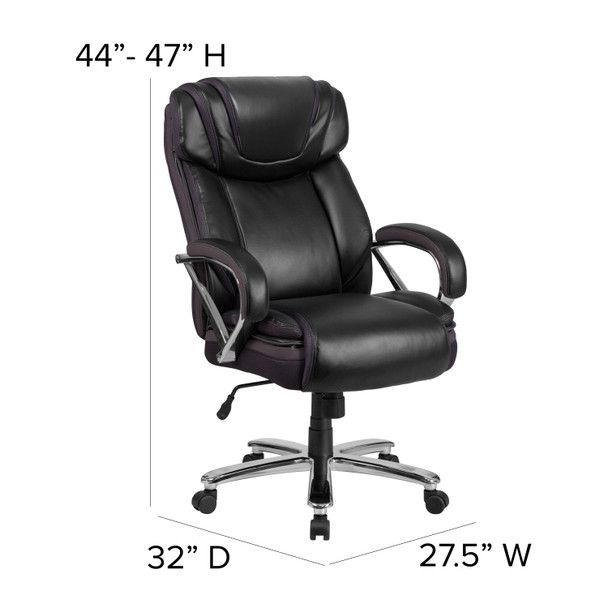 HERCULES Series Big & Tall 500 lb. Rated Black LeatherSoft Executive Swivel Ergonomic Office Chair with Extra Wide Seat