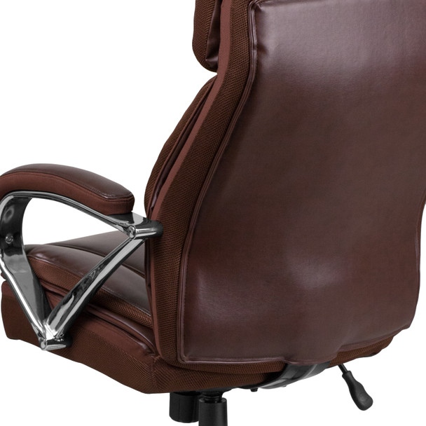 HERCULES Series Big & Tall 500 lb. Rated Brown LeatherSoft Executive Swivel Ergonomic Office Chair with Extra Wide Seat