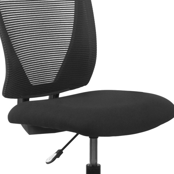 Harper Ergonomic Mid-Back Mesh Drafting Chair with Black Fabric Seat and Adjustable Foot Ring