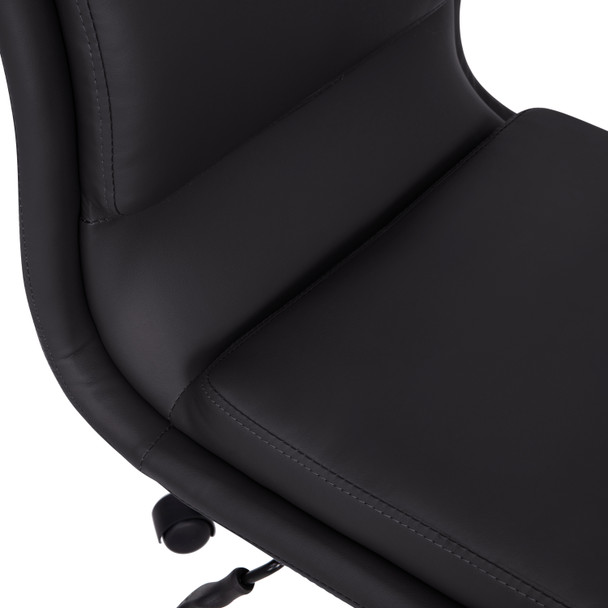 Madigan Mid-Back Armless Swivel Task Office Chair with LeatherSoft and Adjustable Chrome Base, Black