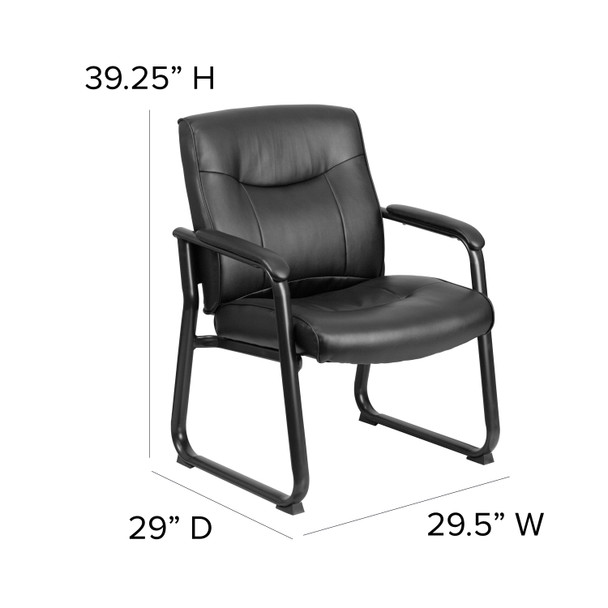 HERCULES Series Big & Tall 500 lb. Rated Black LeatherSoft Executive Side Reception Chair with Sled Base