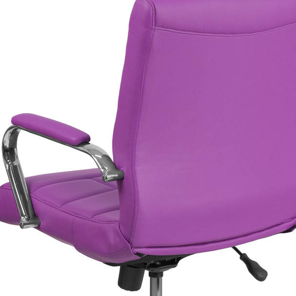 Vivian Mid-Back Purple Vinyl Executive Swivel Office Chair with Chrome Base and Arms