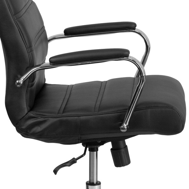 Whitney High Back Black LeatherSoft Executive Swivel Office Chair with Chrome Frame and Arms