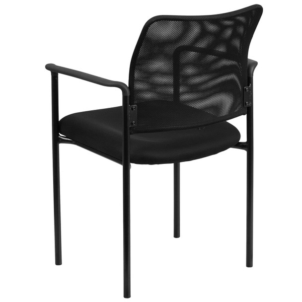 Jana Comfort Black Mesh Stackable Steel Side Chair with Arms