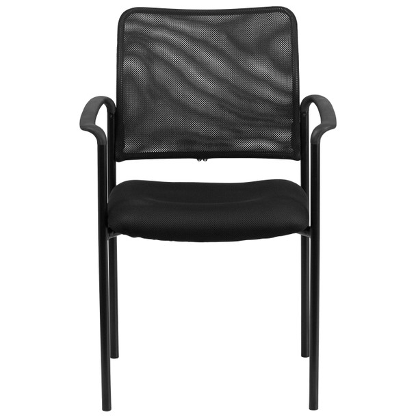 Jana Comfort Black Mesh Stackable Steel Side Chair with Arms