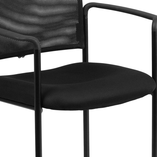 Jana Comfort Black Mesh Stackable Steel Side Chair with Arms