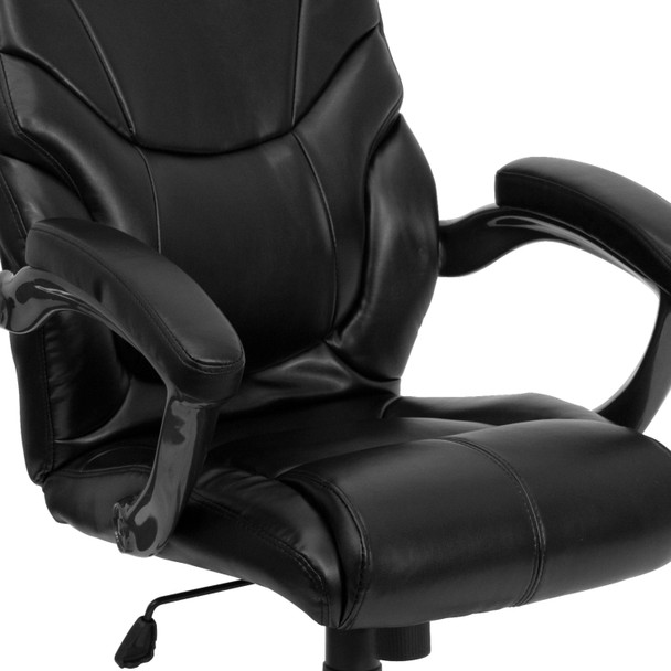 Greer High Back Black LeatherSoft Executive Swivel Ergonomic Office Chair with Arms