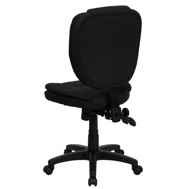 Caroline Mid-Back Black Fabric Multifunction Swivel Ergonomic Task Office Chair with Pillow Top Cushioning