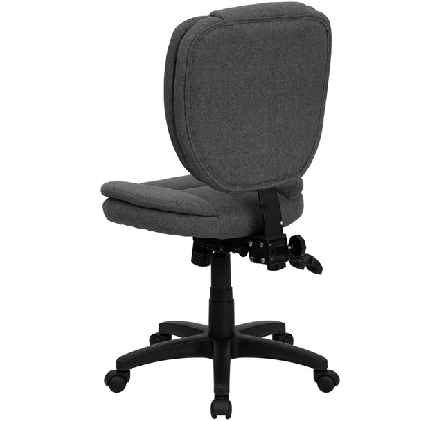 Caroline Mid-Back Gray Fabric Multifunction Swivel Ergonomic Task Office Chair with Pillow Top Cushioning